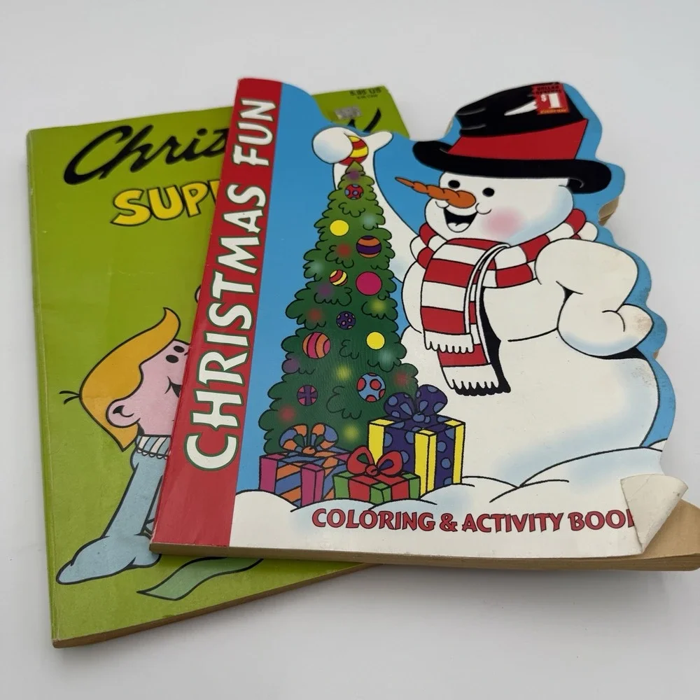 2 Vtg 90s‎ Jumbo Christmas Coloring & Activity Books NEW OLD STOCK Lightly Used